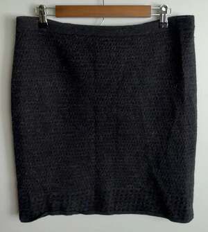 Eileen Fisher Knit Mini Skirt Charcoal Merino Wool Blend Textured Women’s